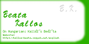 beata kallos business card